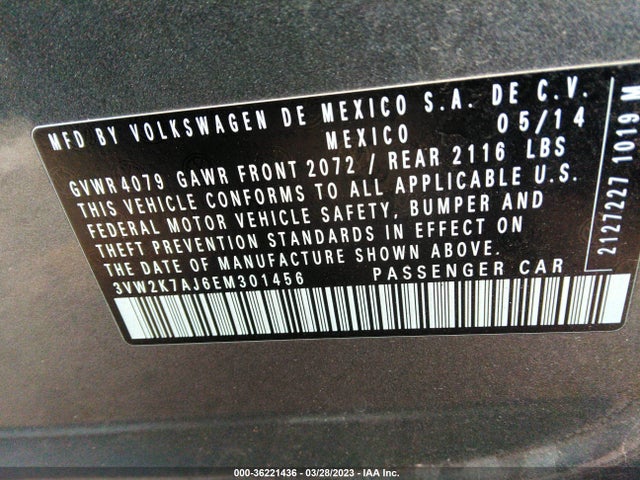 3VW2K7AJ6EM301456 Volkswagen Jetta Sedan S