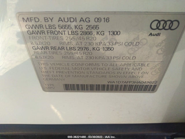 WA1D7AFP3HA049622 Audi Q5 Premium Plus