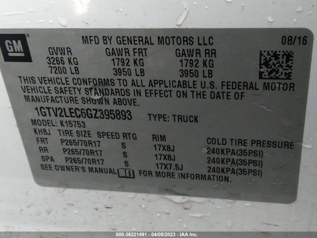 GMC SIERRA 1500 2016 1GTV2LEC6GZ395893 Image 9