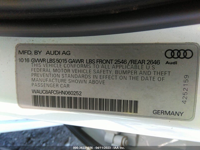 WAUC8AFC5HN060252 Audi A6 PREMIUM