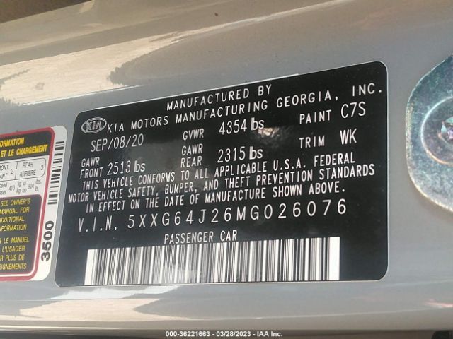 5XXG64J26MG026076 KIA K5 Gt-line