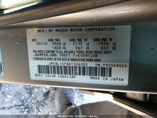 2010 MAZDA MAZDA3 I SPORT VIN: JM1BL1SF8A1306303
