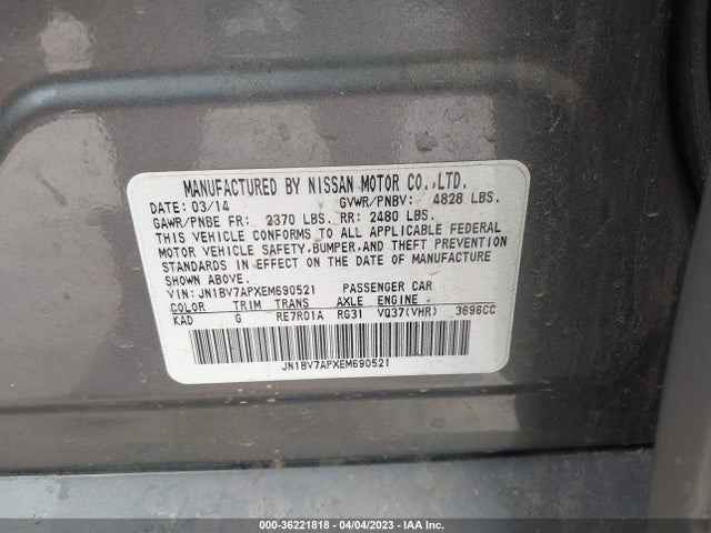Infiniti Q50 Premium 2014 JN1BV7APXEM690521 Image 9