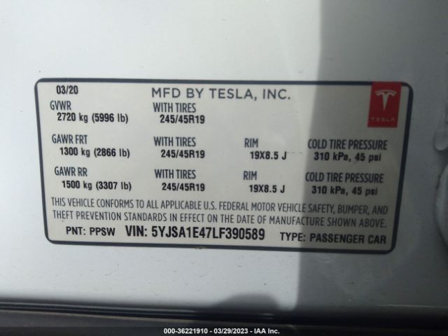 5YJSA1E47LF390589 Tesla Model S Performance