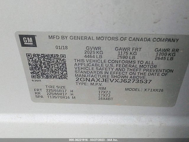 Chevrolet EQUINOX LT 2018 2GNAXJEVXJ6273537 Image 11