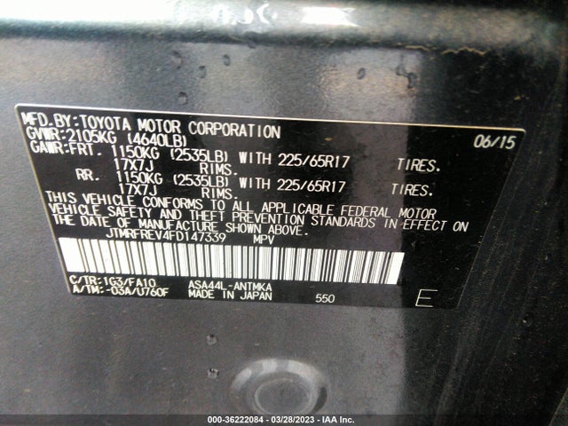 Toyota Rav4 Xle 2015 JTMRFREV4FD147339 Image 10