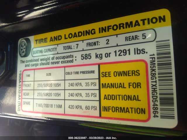 Ford EXPLORER SPORT 2017 1FM5K8GTXHGD54864 Image 9