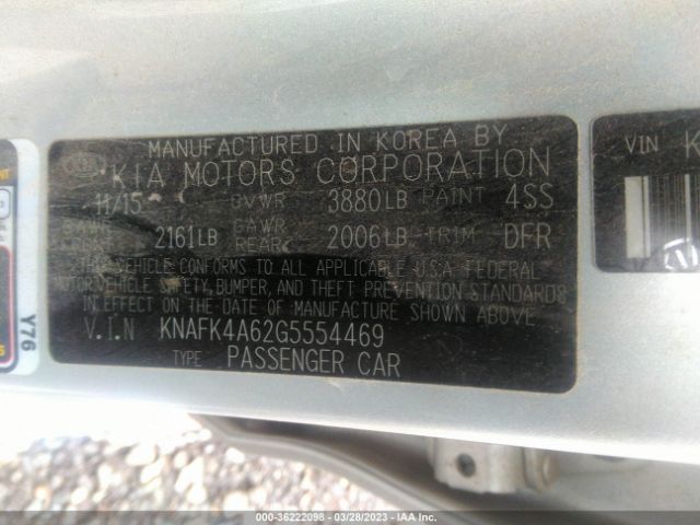 KNAFK4A62G5554469 KIA FORTE LX