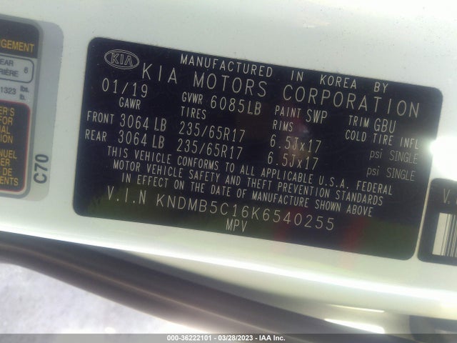2019 Kia Sedona, VIN: KNDMB5C16K6540255