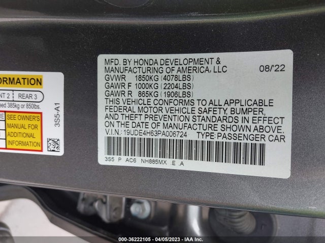 19UDE4H63PA006724 Acura Integra W/a-spec Tech Package
