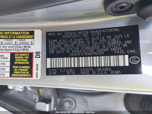58ADA1C16NU016393 Lexus Es Es 300h