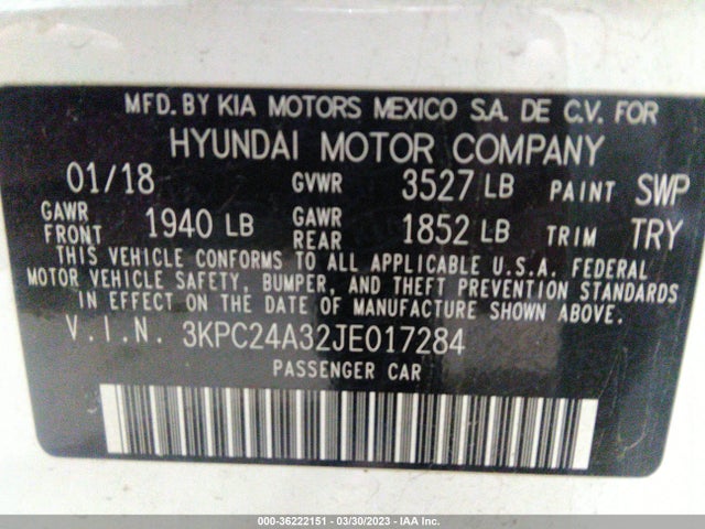 Hyundai ACCENT SE 2018 3KPC24A32JE017284 Image 9