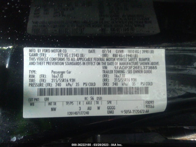 Ford FOCUS SE 2014 1FADP3F26EL373885 Image 9