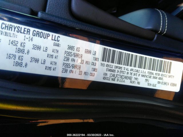 1C4RJFCTXEC402482 Jeep Grand Cherokee Overland