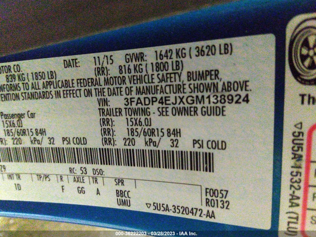 Ford FIESTA SE 2016 3FADP4EJXGM138924 Image 10