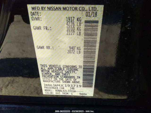 1N4AL3AP4JC193719 Nissan Altima 2.5 Sl