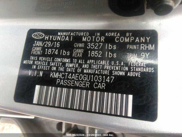Hyundai ACCENT SE 2016 KMHCT4AE0GU103147 Image 10