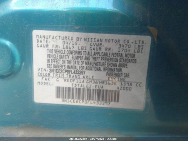 3N1CE2CP0FL433397 Nissan Versa Note Sr