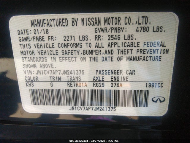 JN1CV7AP7JM241375 Infiniti Q50 2.0t Luxe