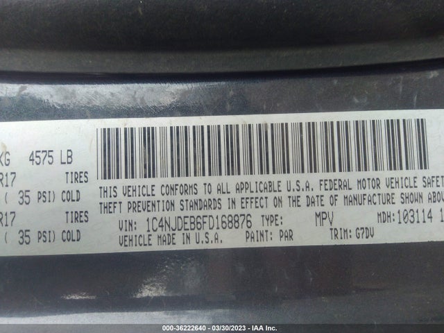 1C4NJDEB6FD168876 Jeep Compass Latitude