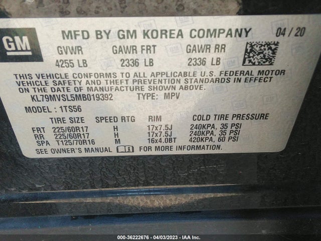 Chevrolet Trailblazer Activ 2021 KL79MVSL5MB019392 Image 9