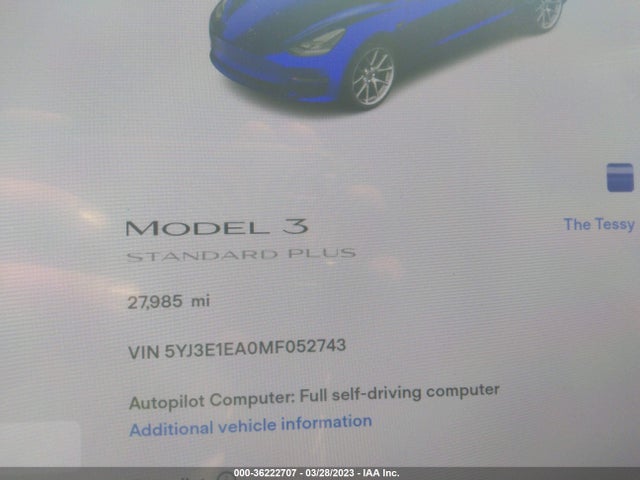 Tesla Model 3 Standard Range Plus 2021 5YJ3E1EA0MF052743 Image 9