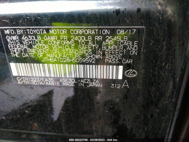 JTHBA1D28H5059592 Lexus Is Is Turbo