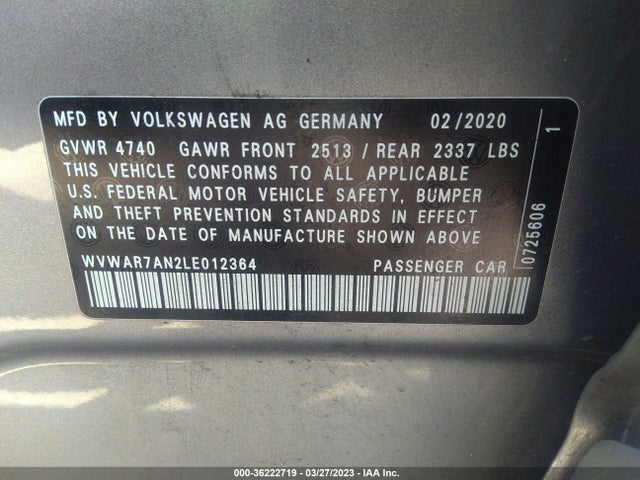 WVWAR7AN2LE012364 Volkswagen ARTEON SE