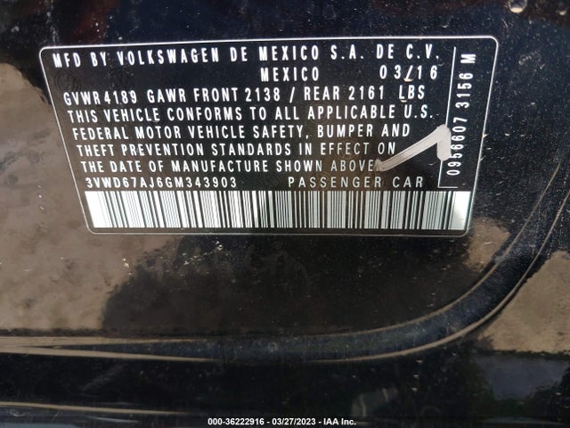 3VWD67AJ6GM343903 Volkswagen Jetta Sedan 1.4t Se