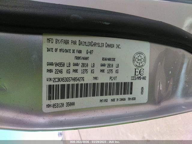 2007 CHRYSLER 300 VIN: 2C3KA53G57H854276