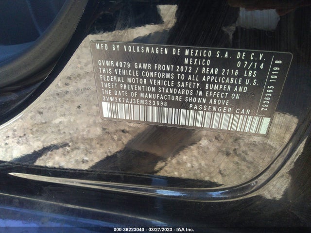 3VW2K7AJ3EM333698 Volkswagen Jetta Sedan S