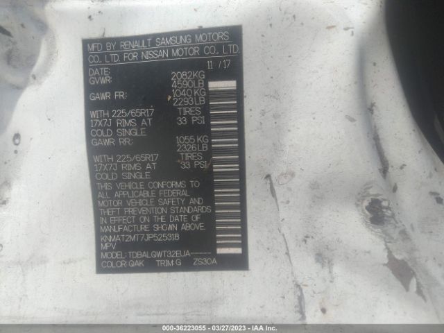 KNMAT2MT7JP525318 Nissan ROGUE SV