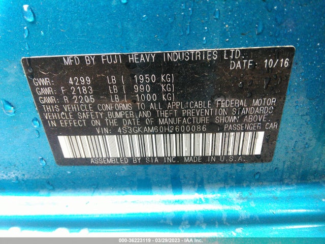 Subaru Impreza Sport 2017 4S3GKAM60H3600086 Image 11