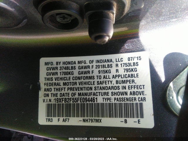 Honda Civic Sedan Lx 2015 19XFB2F55FE094461 Image 9
