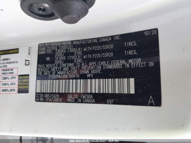 Lexus Rx Rx 350 2021 2T2HZMAAXMC189416 Image 10