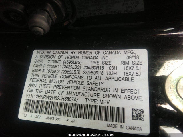 Honda CR-V EX 2018 2HKRW2H52JH680747 Image 10