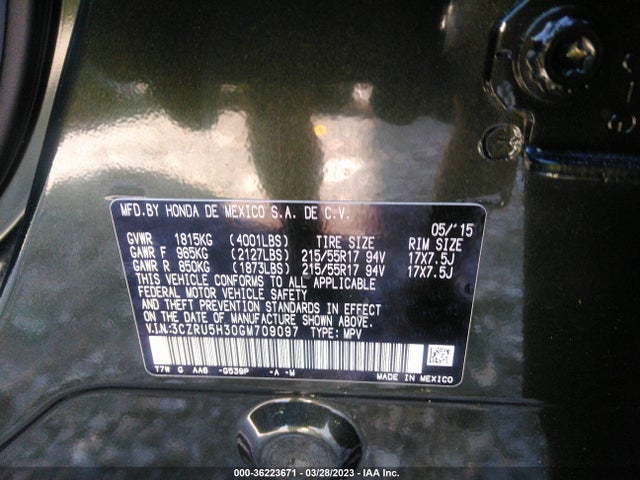 Honda HR-V LX 2016 3CZRU5H30GM709097 Image 9