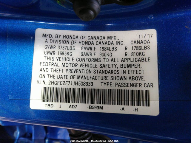 Honda Civic Sedan Ex 2018 2HGFC2F71JH508333 Image 9