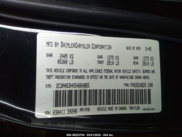 2005 CHRYSLER 300 300C VIN: 2C3AA63HX5H664965