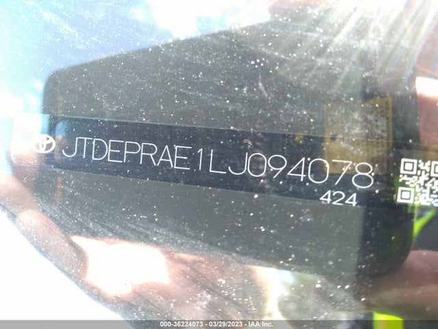 2020 TOYOTA COROLLA LE VIN: JTDEPRAE1LJ094078