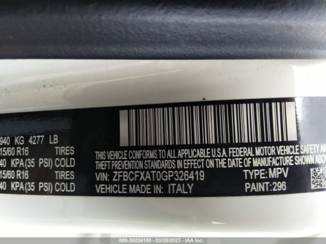 ZFBCFXAT0GP326419 Fiat 500x Pop