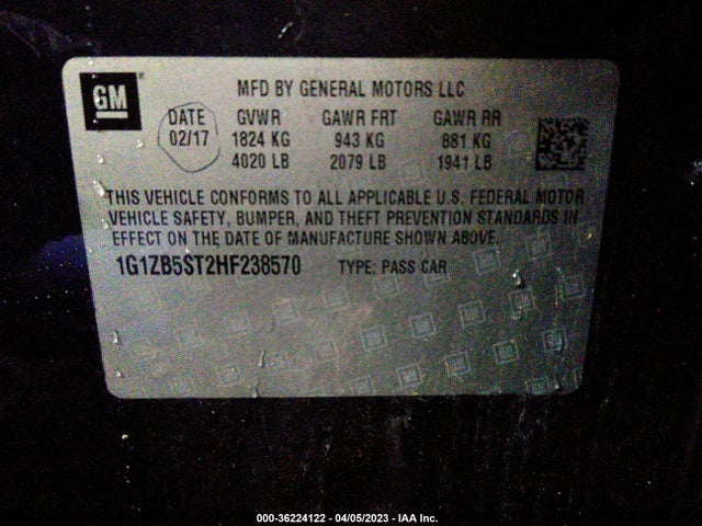 Chevrolet MALIBU LS 2017 1G1ZB5ST2HF238570 Image 9