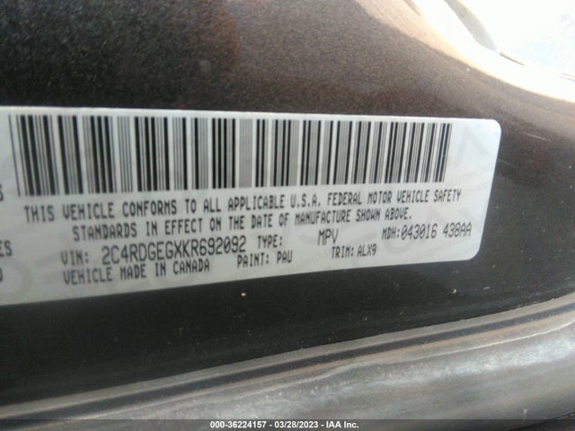 Dodge Grand Caravan Gt 2019 2C4RDGEGXKR692092 Image 9