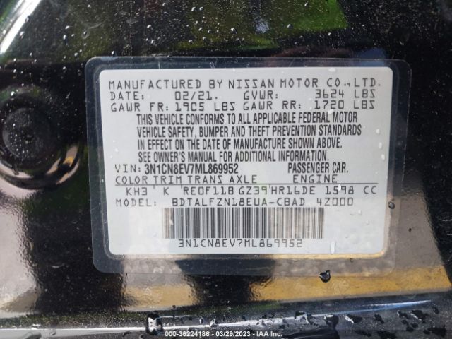 3N1CN8EV7ML869952 Nissan VERSA SV