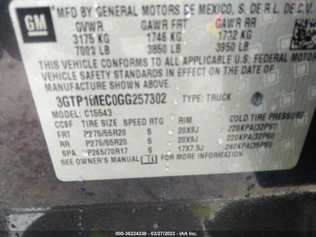 3GTP1MEC0GG257302 GMC Sierra 1500 Sle
