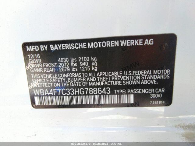 WBA4F7C33HG788643 BMW 4 Series 430i