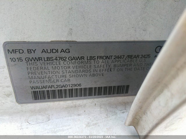 WAUAFAFL2GA012906 Audi A4 PREMIUM