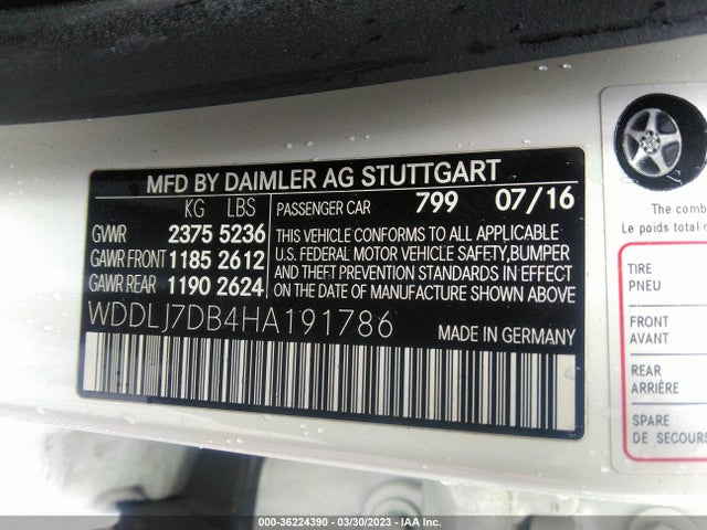 2017 Mercedes-Benz CLS-Class, VIN: WDDLJ7DB4HA191786