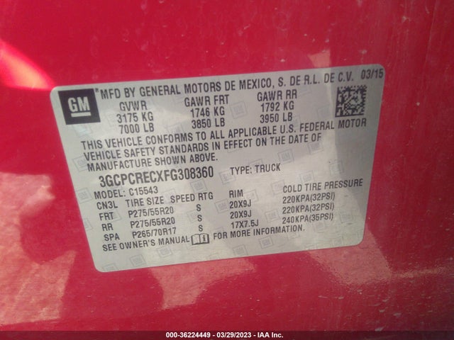 Chevrolet Silverado 1500 Lt 2015 3GCPCRECXFG308360 Image 10