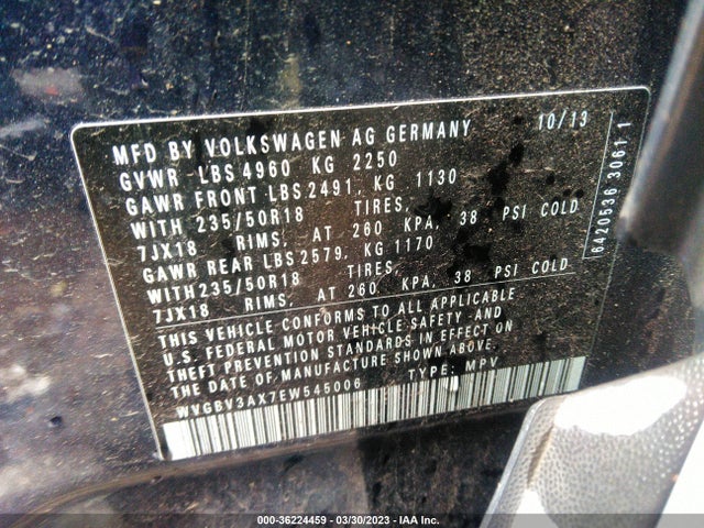 WVGBV3AX7EW545006 Volkswagen TIGUAN SE